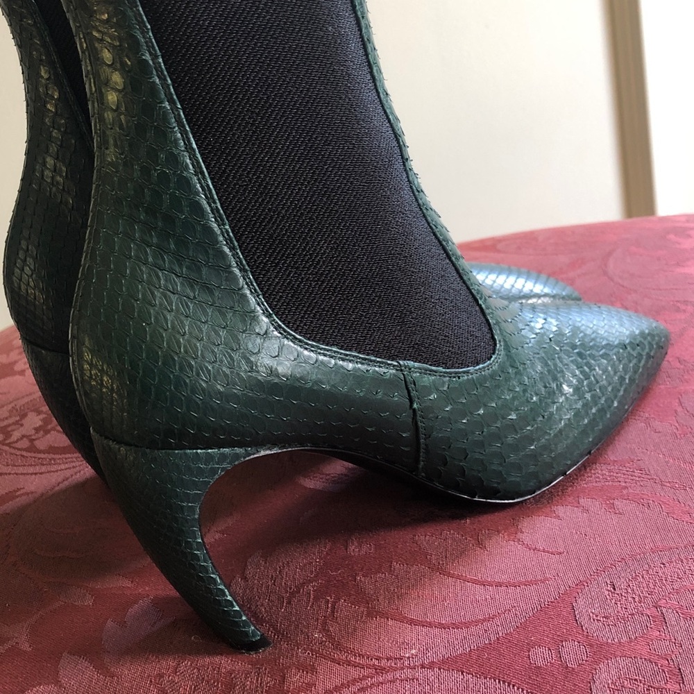 Lanvin Dark Green Snakeskin Ankle Boots